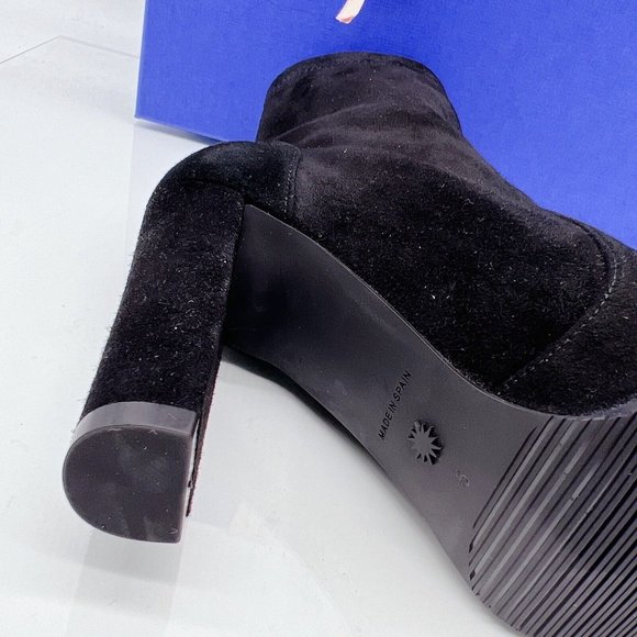 Stuart Weitzman Womens Highland Bootie Heeled Black Stretch Suede EU 35.5/ US 5 - Picture 9 of 11